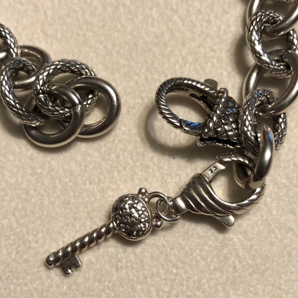 JUDITH RIPKA HEART LOCK & KEY DIAMONIQUE BRACELET - Picture 2 of 8